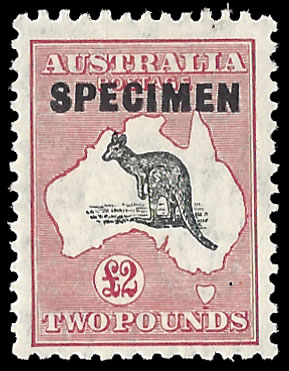 Australia 1930 Kangaroo £2 Overprinted Specimen F/M