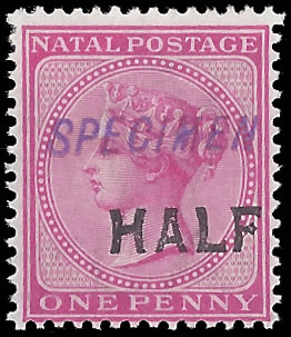 Natal 1895 QV Half on 1d Handstamped Specimen