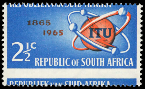 South Africa 1965 ITU Centenary 2½c Spectacular Misperforation