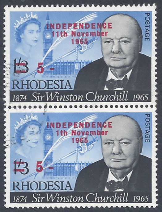 Rhodesia 1966 5/- Churchill Binda Forgery 1 Omitted
