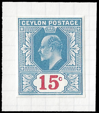 Ceylon 1903 KEVII 15c Imperf Colour Trial, Scarce