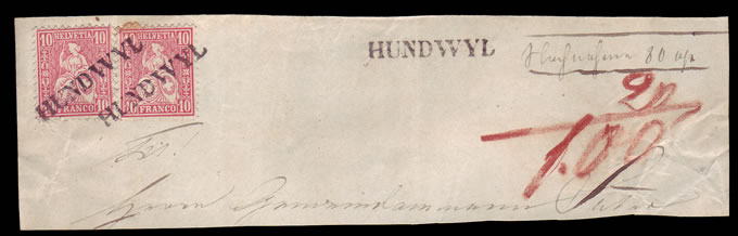 Hundwyl (Gr. 30/H30) auf 2x Kat. Nr. 38 3x klar aufgesetzt. Gros