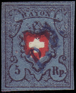 Rayon I dunkelblau (Kat. Nr. 15II) mit blauem PD einwandfrei, vo