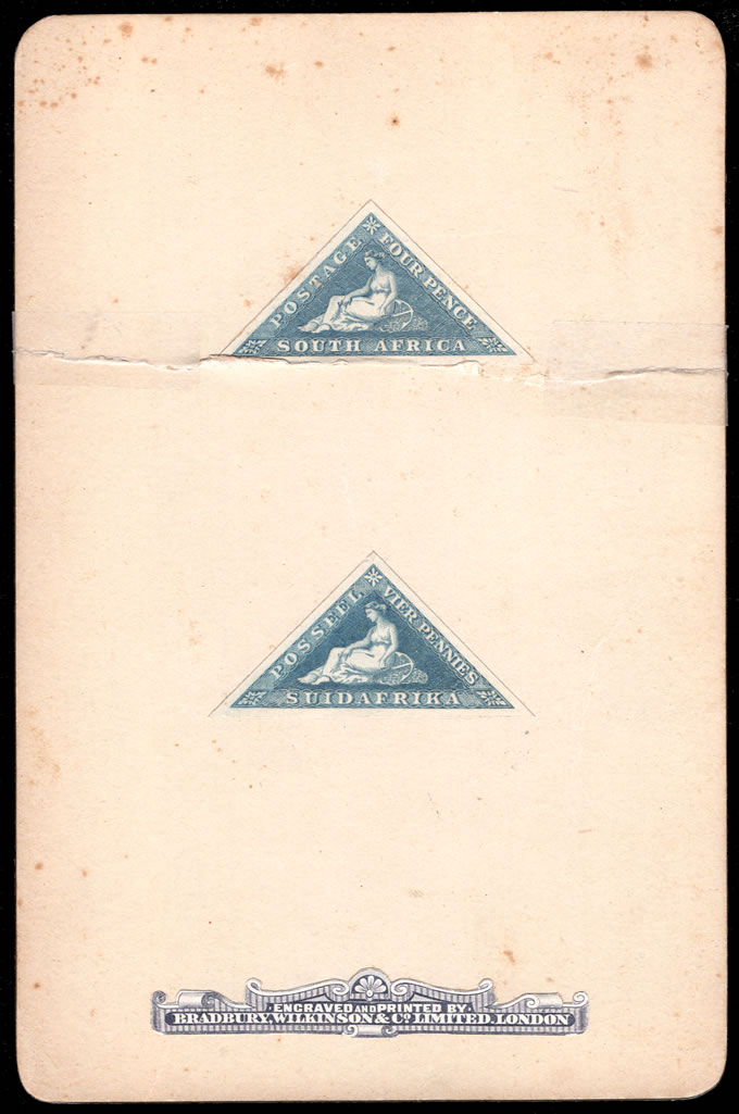 South Africa 1926 4d Triangular Proofs on Bradbury Card - Click Image to Close