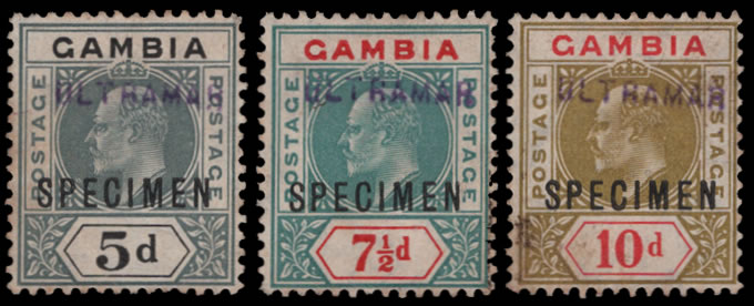 Gambia 1905 KEVII Portuguese Colonial Specimen Trio