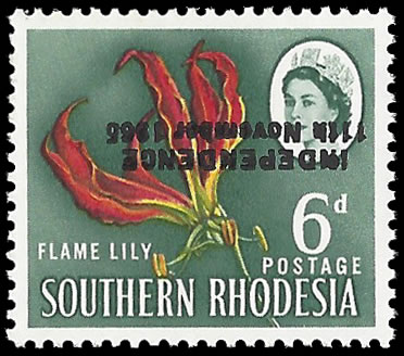 Rhodesia 1966 6d Binda Forgery Ovpt Inverted & Misplaced