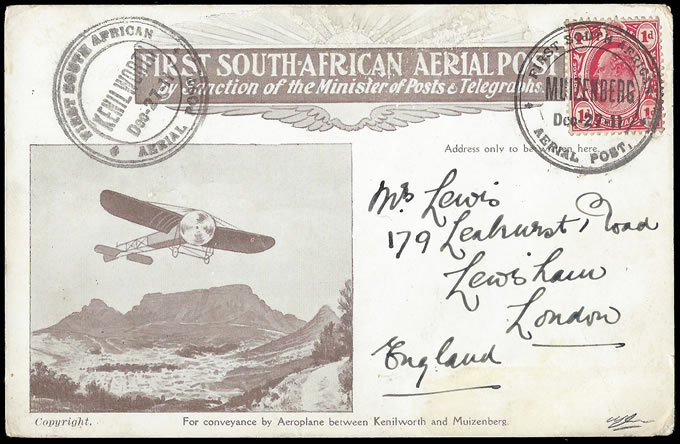 South Africa 1911 First Return Flight Muizenberg - Kenilworth