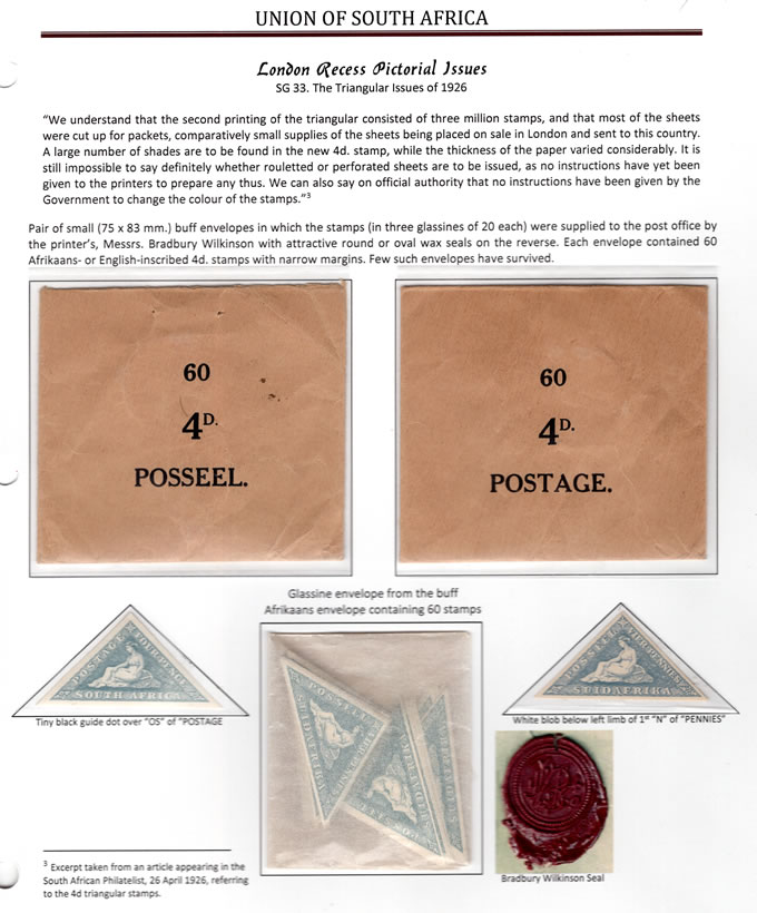 South Africa 1926 4d Triangular Distribution Envelopes, Rare