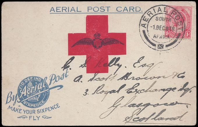 South Africa 1918 Benoni Flight Card, Superb