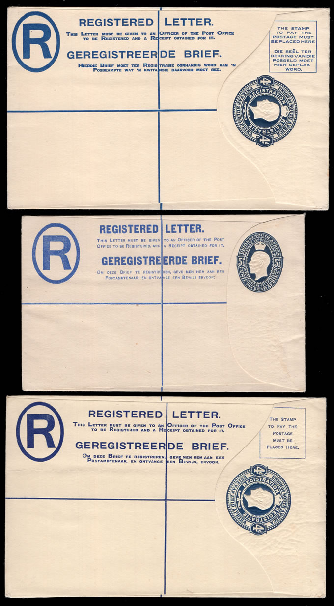 South Africa 1918-26 KGV Registration Envelopes Superb Unused