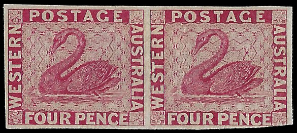 Western Australia 1861 Swan 4d Perkins Bacon Colour Trial Pair