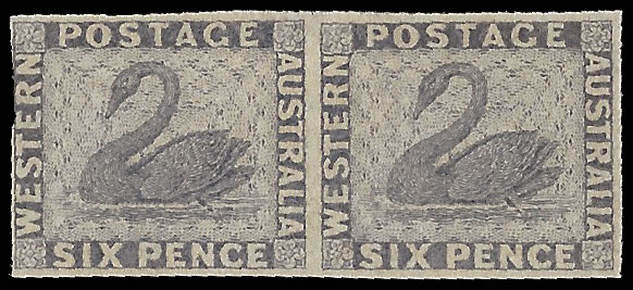 Western Australia 1861 Swan 6d Perkins Bacon Colour Trial Pair