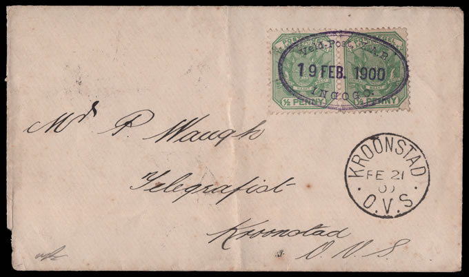 Natal 1900 Ingogo Oval, VF Strike on Letter to OFS