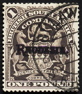 Rhodesia 1909 £1 Grey-Purple Violet Overprint VF/U