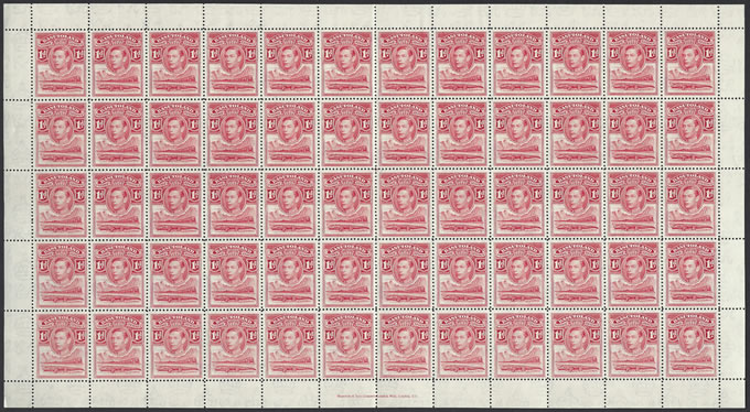 Basutoland 1938 KGVI 1d Scarlet Full Sheet With Tower Flaw VF/UM