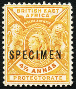 British East Africa 1896 4½a Specimen M