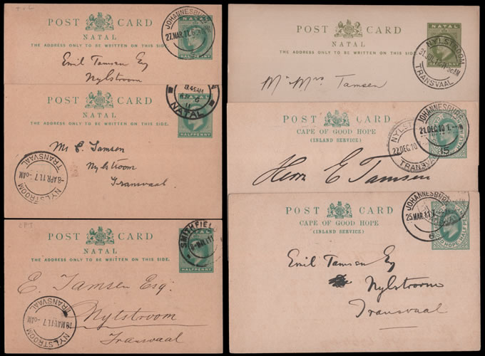 South Africa 1910 Interprovincial Use Edwardian Stationery Cards - Click Image to Close