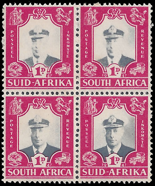 South Africa 1947 Royal Visit 1d Vignette Background Omitted