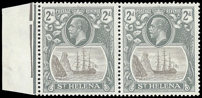 Saint Helena 1923 Badge Issue 2d Broken Mast with Normal