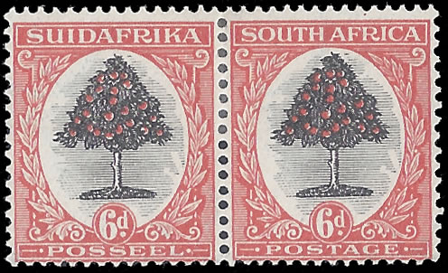 South Africa 1926 6d Colour Trial Plate Proof Pair, Perf'd