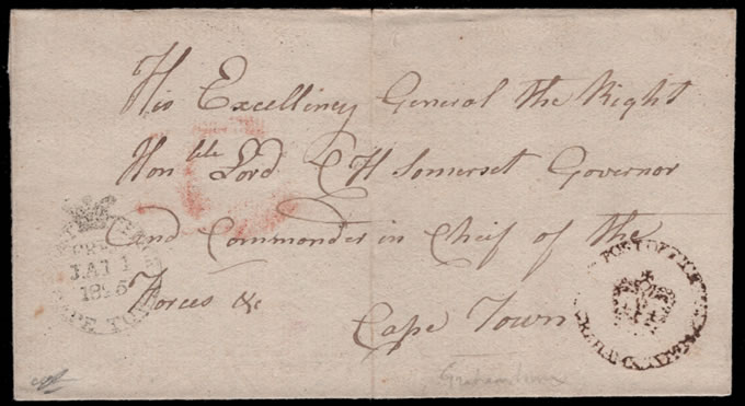 Cape of Good Hope 1825 Somerset Governors Letter, Grahamstown