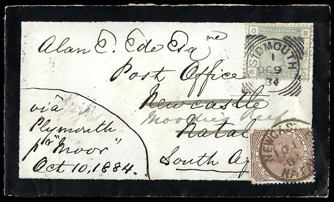 Natal 1856 Crown Over Natal Datestamp Letter, Blue Strike