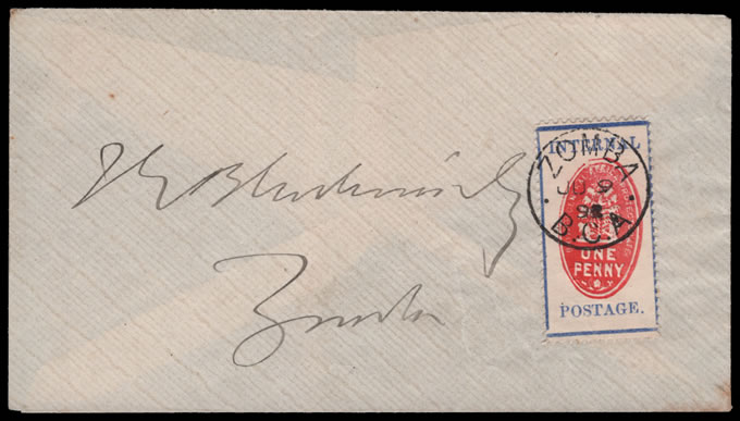Nyasaland 1898 1d Cheque Stamp on Zomba Letter, VF