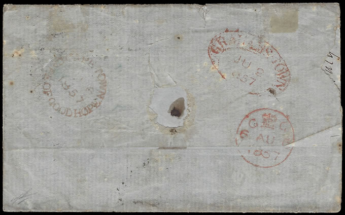Cape of Good Hope 1857 1d Soldiers & Seamans Letter, Rarity!