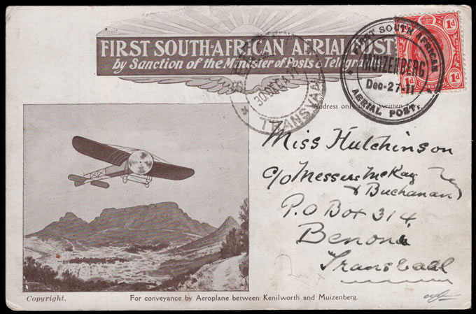 South Africa 1911 First Return Flight Muizenberg - Kenilworth