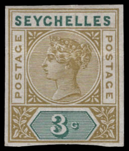 Seychelles 1893 QV Imperf Colour Trial