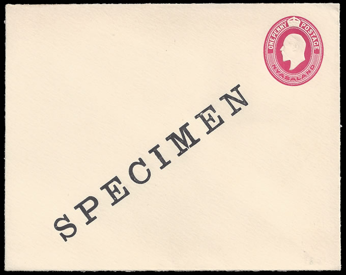 Nyasaland 1914 KEVII 1d Carmine Stationery Envelope Specimen