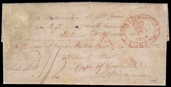 Cape of Good Hope 1824 Forwarding Agent Letter Interior Africa