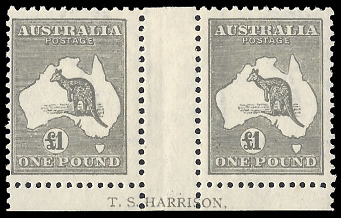 Australia 1924 Kangaroo £1 Harrison Imprint Pair F/M, Rare