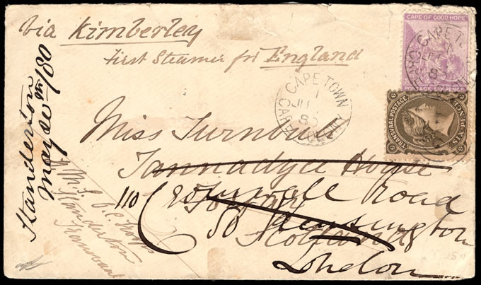 Transvaal 1880 QV Bourne Combination Franking Officers Letter