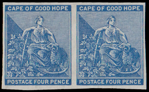 Cape of Good Hope 1884 4d Imperf Plate Proof Pair, Cable Anchor