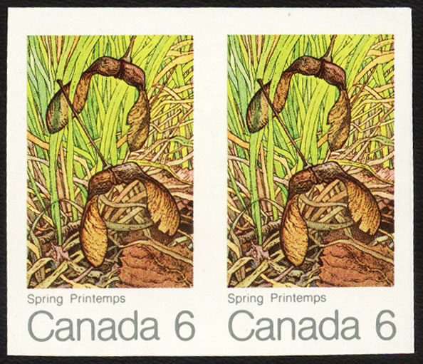 Canada 1971 6c Maple Leaf Imperf Pair, Only 75 Exist