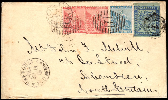 Transvaal 1878 Cape Combination Letter VR Transvaal Ovpt