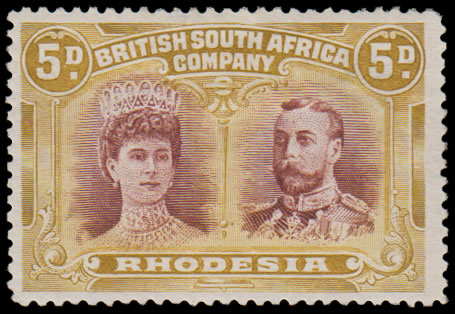 Rhodesia 1910 5d Error of Colour VF/M with Cert